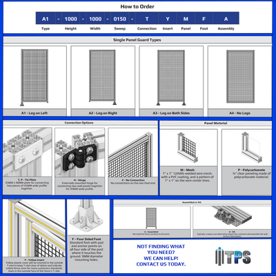 A4-1400-0200-0150-HYMZK SINGLE PANEL-NO LEGS WITH HINGES 1400MM X 200MM 1" MESH, AS A KIT